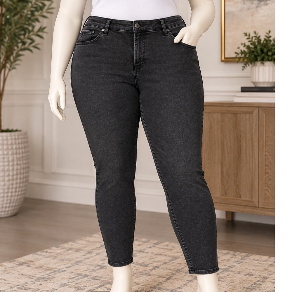 Old Navy Black Skinny Jeans Washed Stretch Denim Plus Size 22 Short